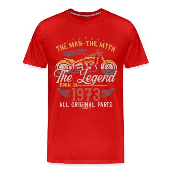 1973 Vintage homme mythe légende moto - T-shirt bio Premium Homme - rouge - Devant - Damien (186cm)