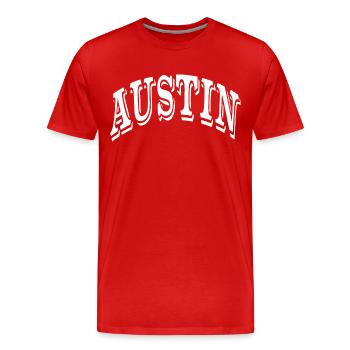 Austin - T-shirt bio Premium Homme - rouge - Devant - Damien (186cm)