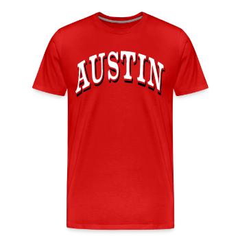 Austin - T-shirt bio Premium Homme - rouge - Devant - Damien (186cm)