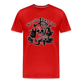 Nordic Bagalut Schwarz mit weißem Schein - Männer Premium Bio T-Shirt - Rot - Vorne - Damien (186cm)