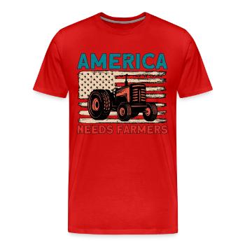 Bauernhof Traktor Landwirtschaft Geschenk - Männer Premium Bio T-Shirt - Rot - Vorne - Damien (186cm)