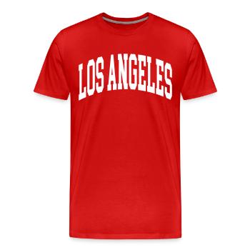 Los Angeles - Men's Premium Organic T-Shirt - red - Front - Damien (186cm)