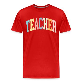 Enseignant - T-shirt bio Premium Homme - rouge - Devant - Damien (186cm)