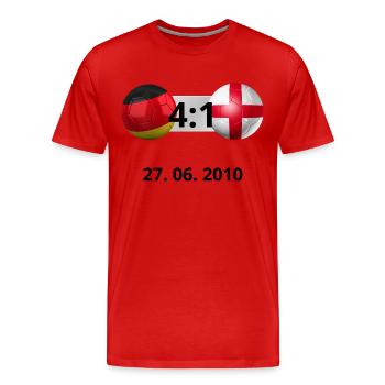 Deutschland vs England T-Shirt 4:1 - Männer Premium Bio T-Shirt - Rot - Vorne - Damien (186cm)