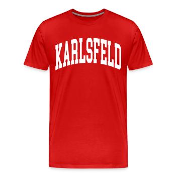 Karlsfeld - Men's Premium Organic T-Shirt - red - Front - Damien (186cm)