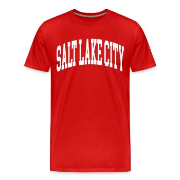 Salt Lake City - Männer Premium Bio T-Shirt - Rot - Vorne - Damien (186cm)