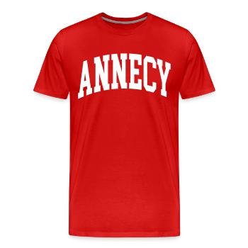 Annecy - Men's Premium Organic T-Shirt - red - Front - Damien (186cm)