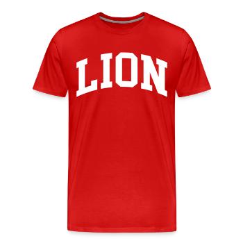 Lion - Männer Premium Bio T-Shirt - Rot - Vorne - Damien (186cm)