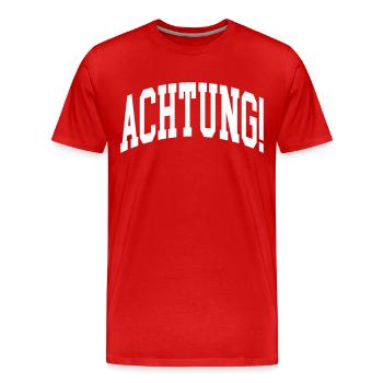 Achtung! - Männer Premium Bio T-Shirt - Rot - Vorne - Damien (186cm)