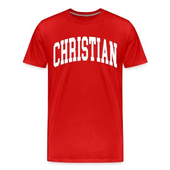 Chrétien - T-shirt bio Premium Homme - rouge - Devant - Damien (186cm)