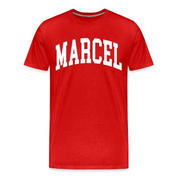 Marcel - Männer Premium Bio T-Shirt - Rot - Vorne - Damien (186cm)