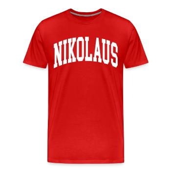 Nicholas - Men's Premium Organic T-Shirt - red - Front - Damien (186cm)