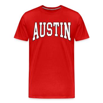 Austin - T-shirt bio Premium Homme - rouge - Devant - Damien (186cm)