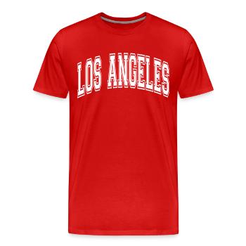Los Angeles - Men's Premium Organic T-Shirt - red - Front - Damien (186cm)
