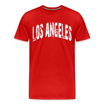 Los Angeles - Men's Premium Organic T-Shirt - red - Front - Damien (186cm)