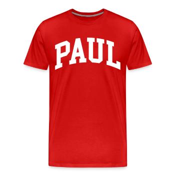 Paul - Men's Premium Organic T-Shirt - red - Front - Damien (186cm)