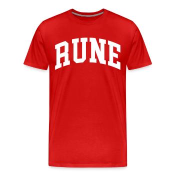 Rune - Männer Premium Bio T-Shirt - Rot - Vorne - Damien (186cm)