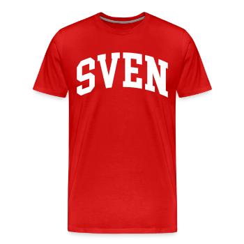 Sven - Männer Premium Bio T-Shirt - Rot - Vorne - Damien (186cm)