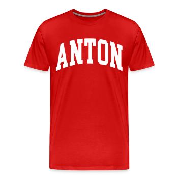 Anton - Männer Premium Bio T-Shirt - Rot - Vorne - Damien (186cm)