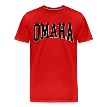 Omaha - Men's Premium Organic T-Shirt - red - Front - Damien (186cm)