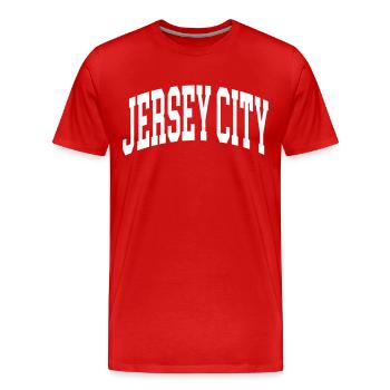 Jersey City - Männer Premium Bio T-Shirt - Rot - Vorne - Damien (186cm)