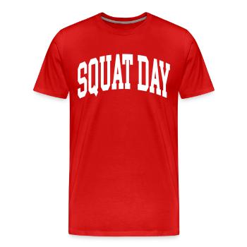 Squat Day - Männer Premium Bio T-Shirt - Rot - Vorne - Damien (186cm)