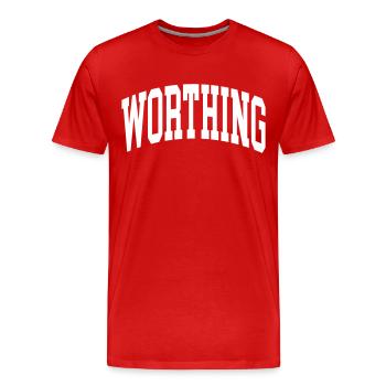 Worthing - Men's Premium Organic T-Shirt - red - Front - Damien (186cm)