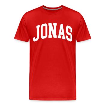 Jonas - Männer Premium Bio T-Shirt - Rot - Vorne - Damien (186cm)