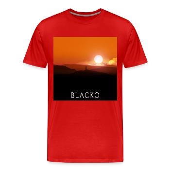 Blacko - Pendle Village - Men's Premium Organic T-Shirt - red - Front - Damien (186cm)