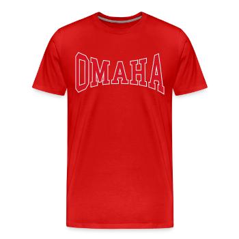Omaha - T-shirt bio Premium Homme - rouge - Devant - Damien (186cm)