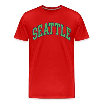 Seattle - Men's Premium Organic T-Shirt - red - Front - Damien (186cm)