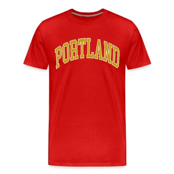 Portland - Männer Premium Bio T-Shirt - Rot - Vorne - Damien (186cm)