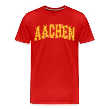 Aachen - Männer Premium Bio T-Shirt - Rot - Vorne - Damien (186cm)