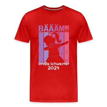 Mädchen Kinder Bääm! Große Schwester 2022 Design - Männer Premium Bio T-Shirt - Rot - Vorne - Damien (186cm)