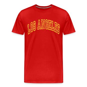 Los Angeles - Men's Premium Organic T-Shirt - red - Front - Damien (186cm)
