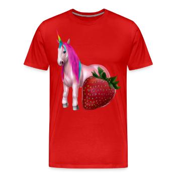 Licorne à la fraise - T-shirt bio Premium Homme - rouge - Devant - Damien (186cm)