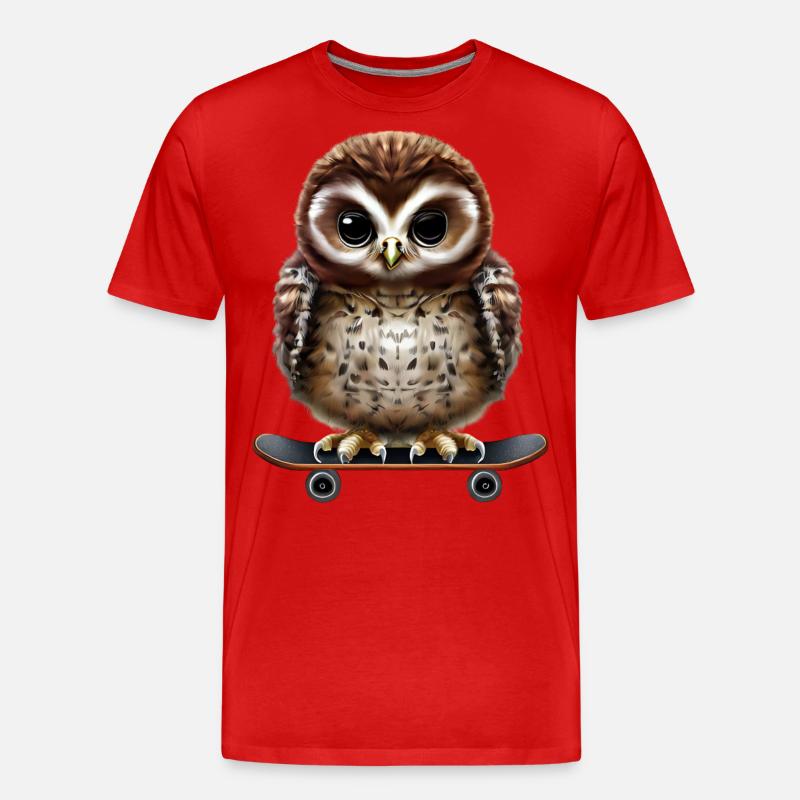 Skater Eule - Männer Premium Bio T-Shirt - Rot