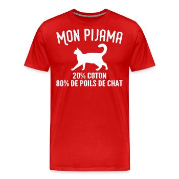 Humorvoller Katzenhaar-Pyjama - Männer Premium Bio T-Shirt - Rot - Vorne - Damien (186cm)