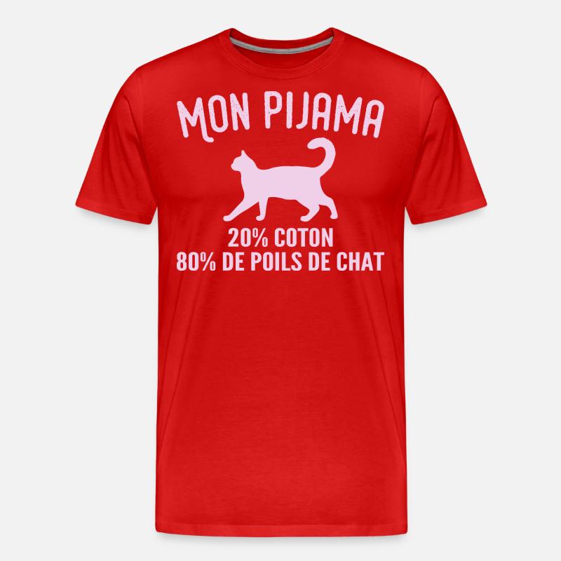 Humorvoller Katzenhaar-Pyjama - Männer Premium Bio T-Shirt - Rot