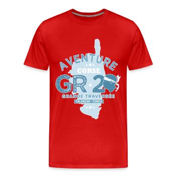 GR20 randonnée GR 20 Corse gr 20 - T-shirt bio Premium Homme - rouge - Devant - Damien (186cm)