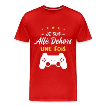 Je Suis Allé Dehors Une Fois - T-shirt bio Premium Homme - rouge - Devant - Damien (186cm)