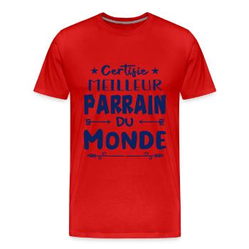 CERTIFIÉ MEILLEUR PARRAIN DU MONDE - T-shirt bio Premium Homme - rouge - Devant - Damien (186cm)