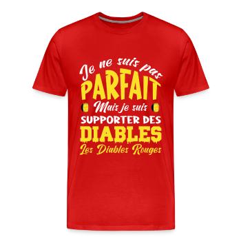 DIABLES ROUGE BELGIQUE - T-shirt bio Premium Homme - rouge - Devant - Damien (186cm)