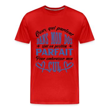 Embrasser mon cul - T-shirt bio Premium Homme - rouge - Devant - Damien (186cm)