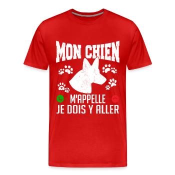 Mon CHIEN m'appelle pour cadeau - T-shirt bio Premium Homme - rouge - Devant - Damien (186cm)