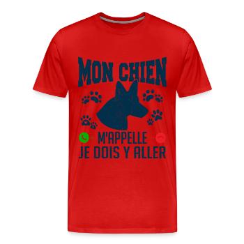 Mon CHIEN m'appelle pour cadeau - T-shirt bio Premium Homme - rouge - Devant - Damien (186cm)