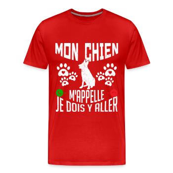 Mon CHIEN m'appelle pour cadeau - T-shirt bio Premium Homme - rouge - Devant - Damien (186cm)