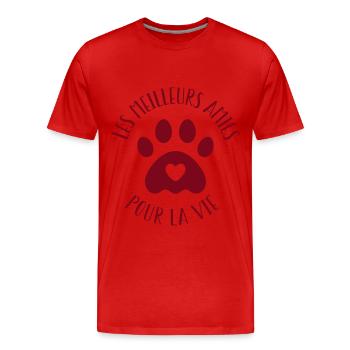 Meilleurs amis pour la vie | Chiens - T-shirt bio Premium Homme - rouge - Devant - Damien (186cm)