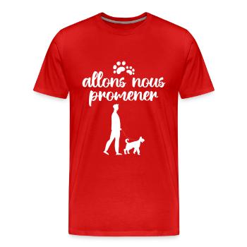 Allons Nous Promener | amoureux des chiens - T-shirt bio Premium Homme - rouge - Devant - Damien (186cm)
