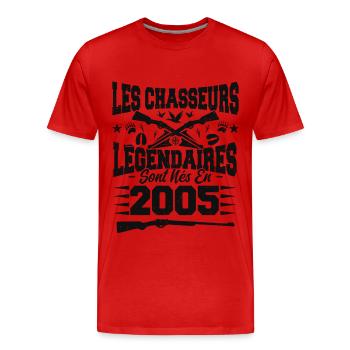 Chasseur légendaire nées en 2005 anniversaire - T-shirt bio Premium Homme - rouge - Devant - Damien (186cm)